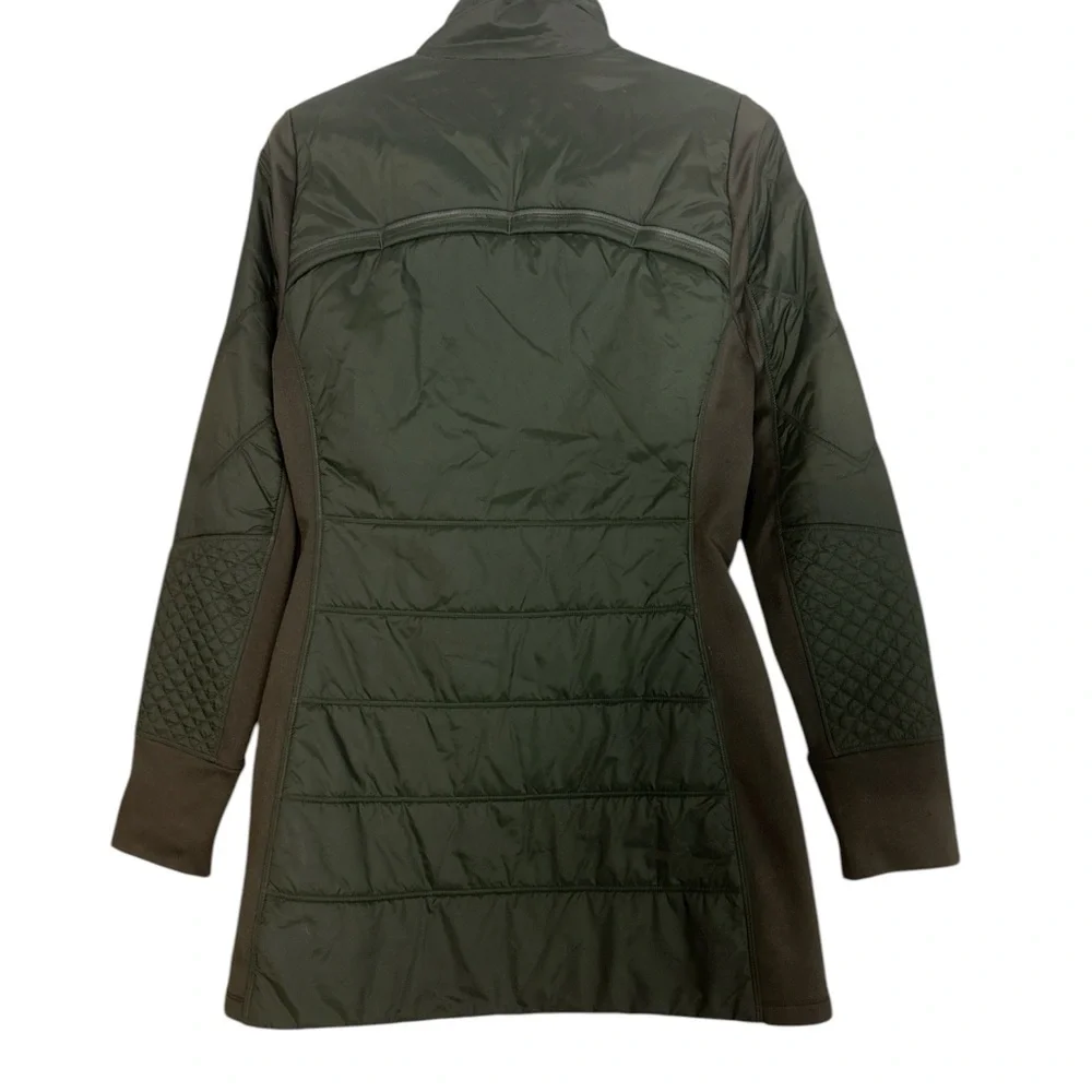 Athleta primaloft Rock Ridge Dark Green and grey Quilted Puffer Jacket - Picture 2 of 4